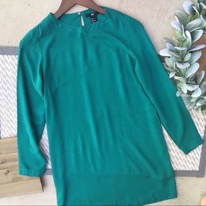 H&M Emerald Green Long Sleeve Mini Dress
